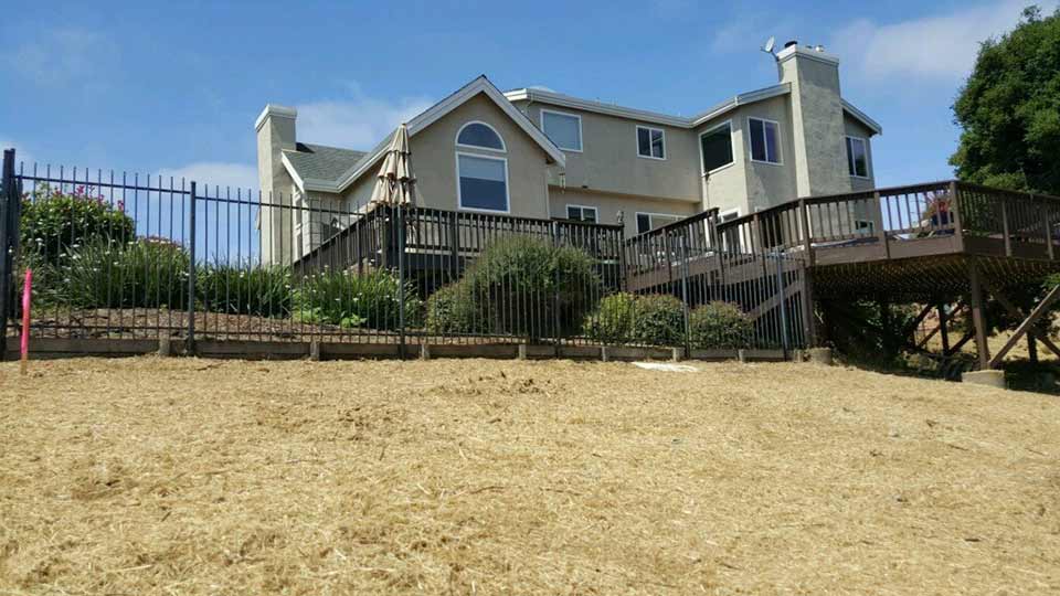 Cleared land after cleanup behind home in Orinda, CA.